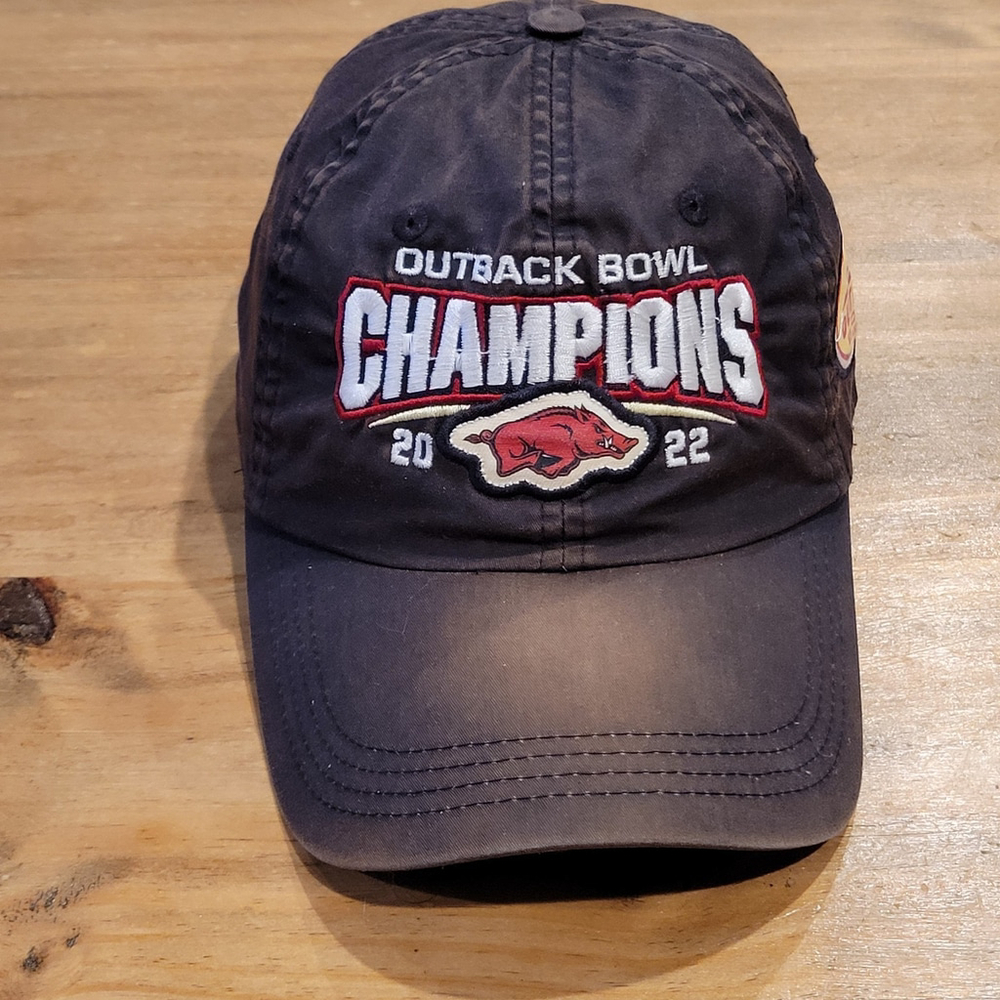 Arkansas Razorbacks Outback Bowl Game 2022 Hat Ahead Golf Strap Back College NCA